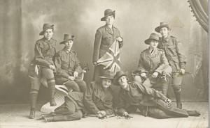 This postcard shows a number of women dressed in the Australian soldier’s military uniform. Among these women is thought to be Elizabeth George who was the mother of Norman George. This was a postcard sent to Norman George by his mother whilst he was serving overseas during the First World War, Ipswich, 1915-1918 - Image courtesy of Picture Ipswich