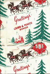 Wrapping paper used in the Cribb & Foote Department store during Christmas season, Ipswich, n d