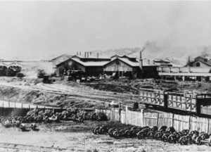 The first buildings at the Ipswich Railway Workshops, undated - Image courtesy of the State Library of Queensland