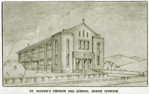 Postcard of St Joseph's Catholic Church and School, North Ipswich 1939 - Image courtesy of Picture Ipswich