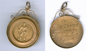 Gold medallion presented to Gunner Norman George after returning from service in the First World War, 1919 - Image courtesy of Picture Ipswich